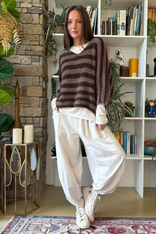 Stripe Boucle Slouch Knit Conker & Earth